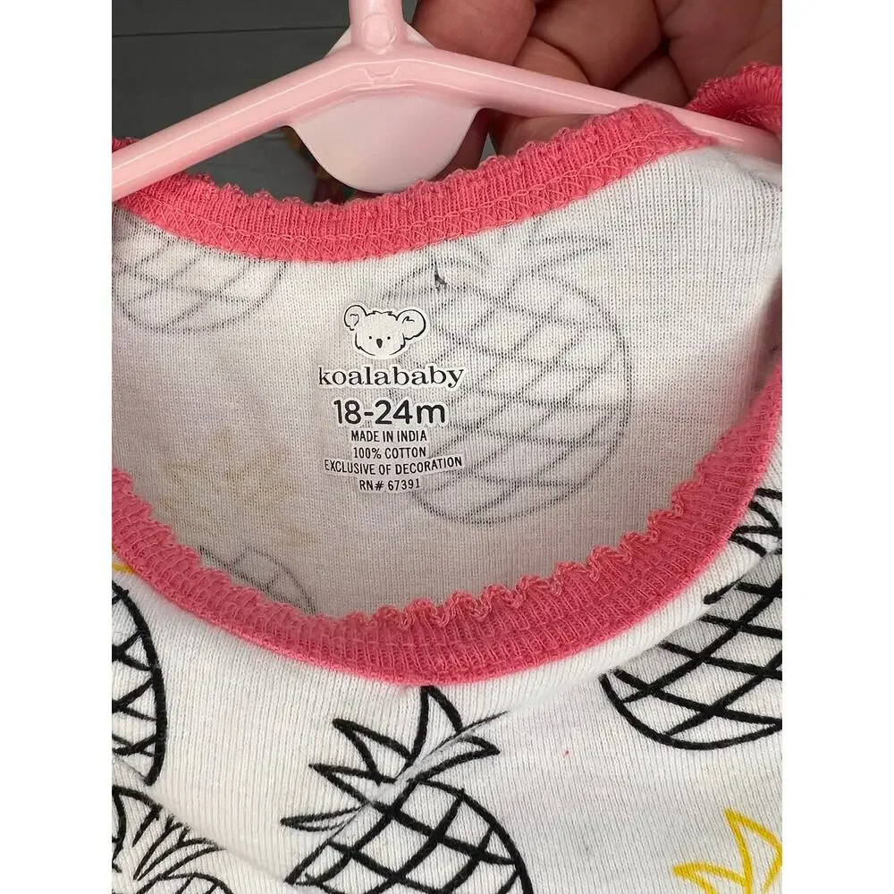 Old Navy Baby Girl Onesies/Dress Bundle Size 18-24 Months Pineapple 3 Piece Set